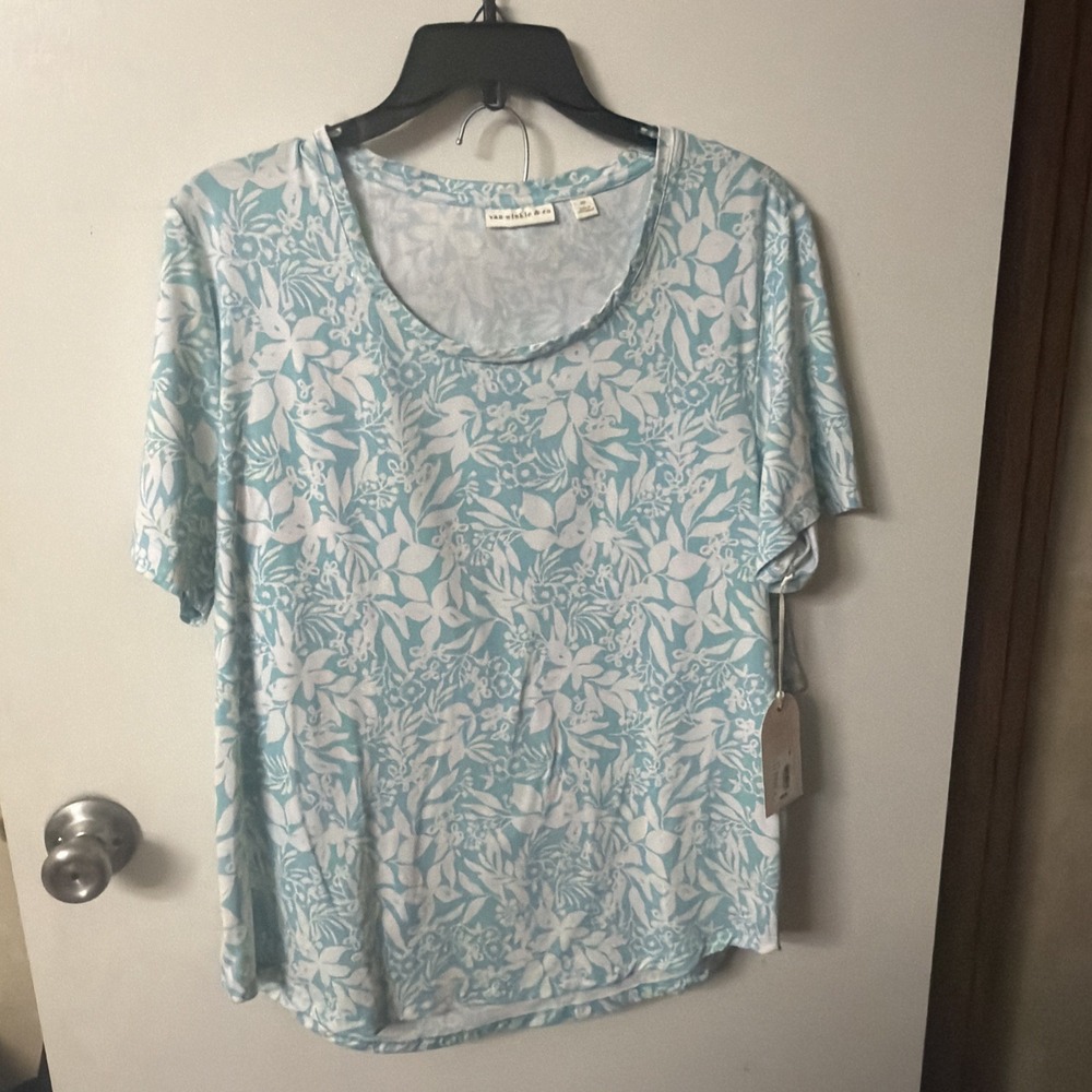 Van Winkle & Co Womens Pajama Short Set Blue Sz M